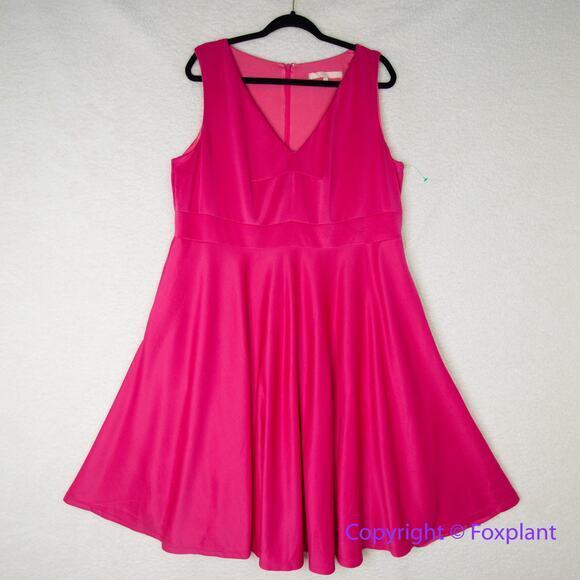 Hutch Barbiecore‎ hot pink sleeveless fit and flare scuba dress, size 1X - Picture 1 of 16